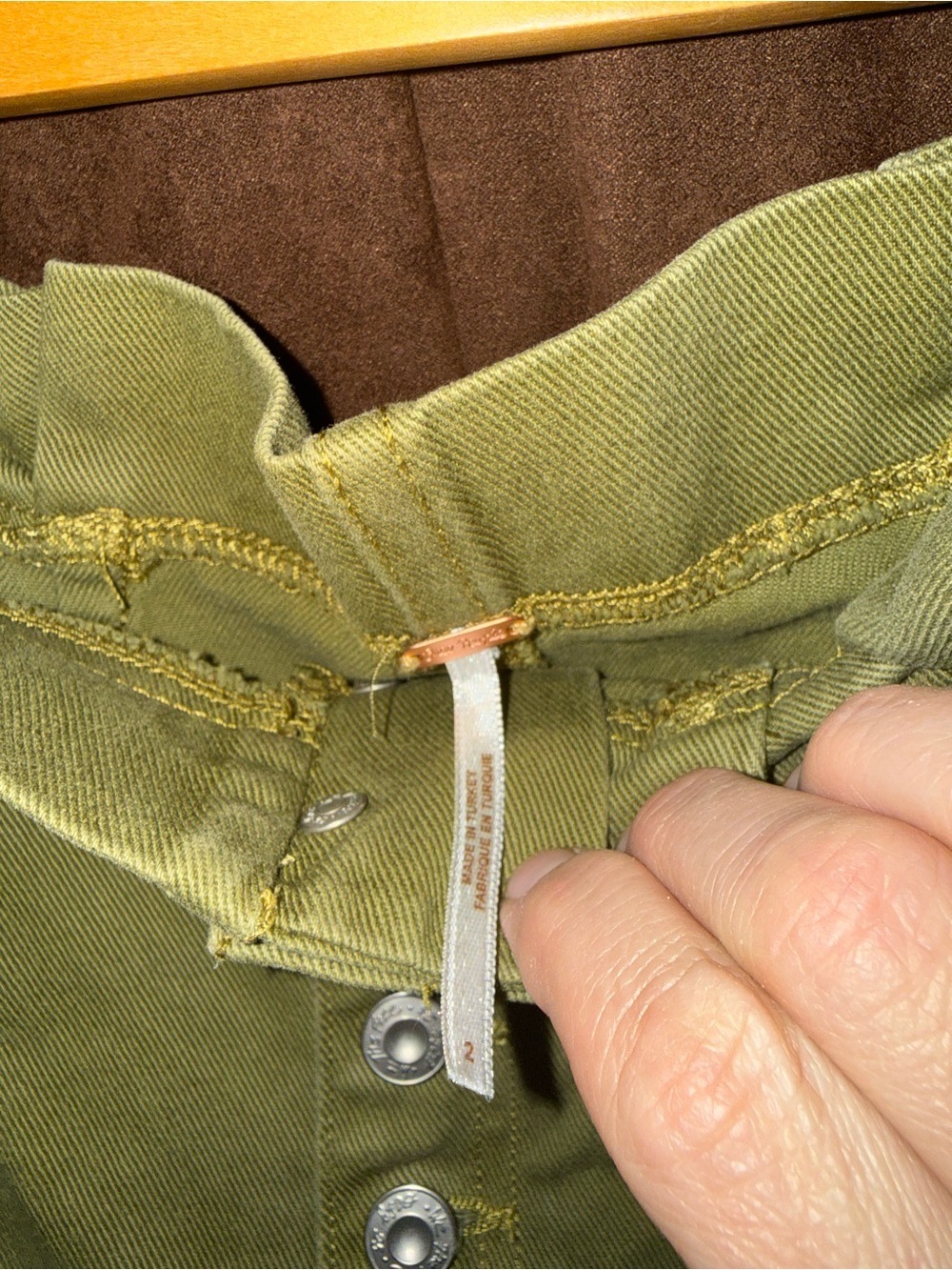 Free People Olive Green High-Waist Paperbag Button-Front Shorts - Picture 6 of 6